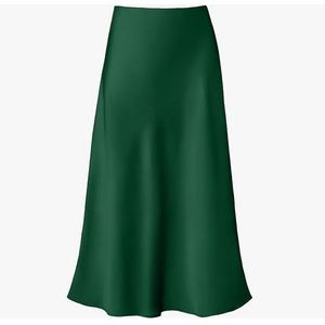 Modegal Women's Satin High Waist Hidden Elasticized Waistband Flared Casual